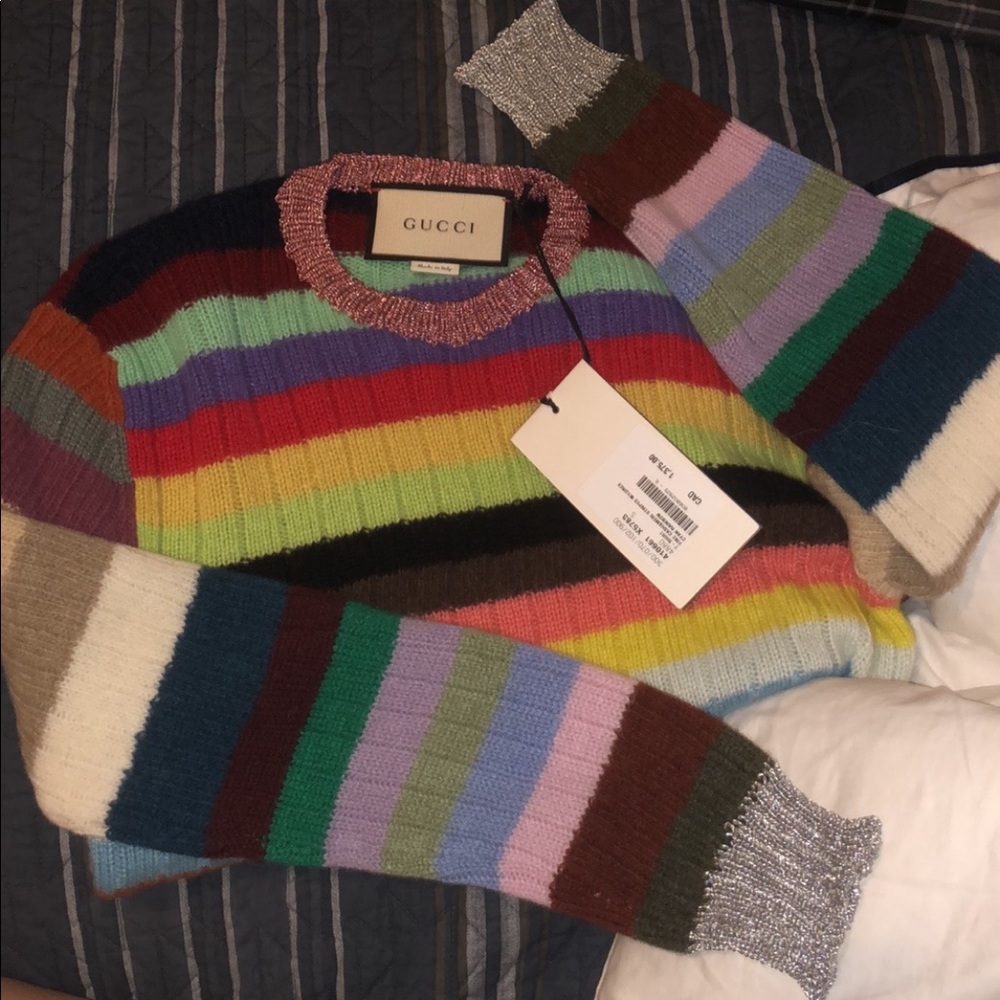 NWT GUCCI RAINBOW STRIPED CASHMERE WOOL SWEATER 🌈